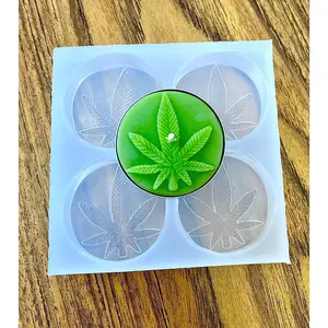 Style 1 Silicone Tea light candle Mold - marijuanna pot cannabis leaf mold - wax melt lotion bar mold-  4 cavity Homemade