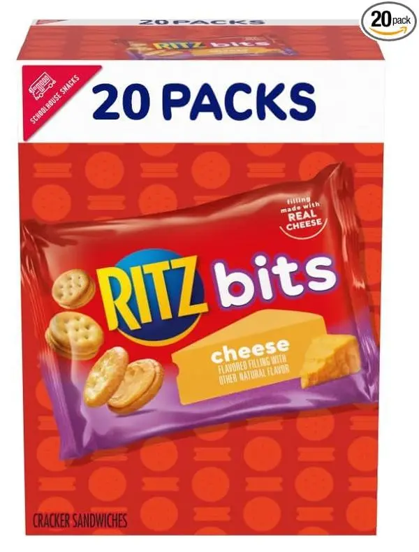 RITZ Bits Cheese Sandwich Crackers, 20 Snack Packs bundled by Schoolhouse Snacks