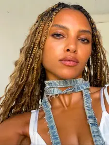 Boho Braided Wigs Synthetic Full Lace Front, Ombre Blonde Curly Ends, Goddess Locs Cornrows, Knotless Box Braids, Curly Faux Locs, All Seasons