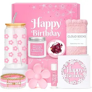 Birthday Gift Sets for Teen Girls Tween Women Cute Daisy Aesthetic Glass Cup Gift Basket for Sister Friend Her