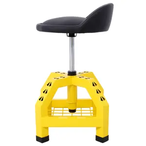 Pneumatic 360 Degree Swivel Stool, Mechanics Rolling Creeper Seat, Heavy Duty Rolling Mechanics Stool, Shop Stool with Casters  yellow