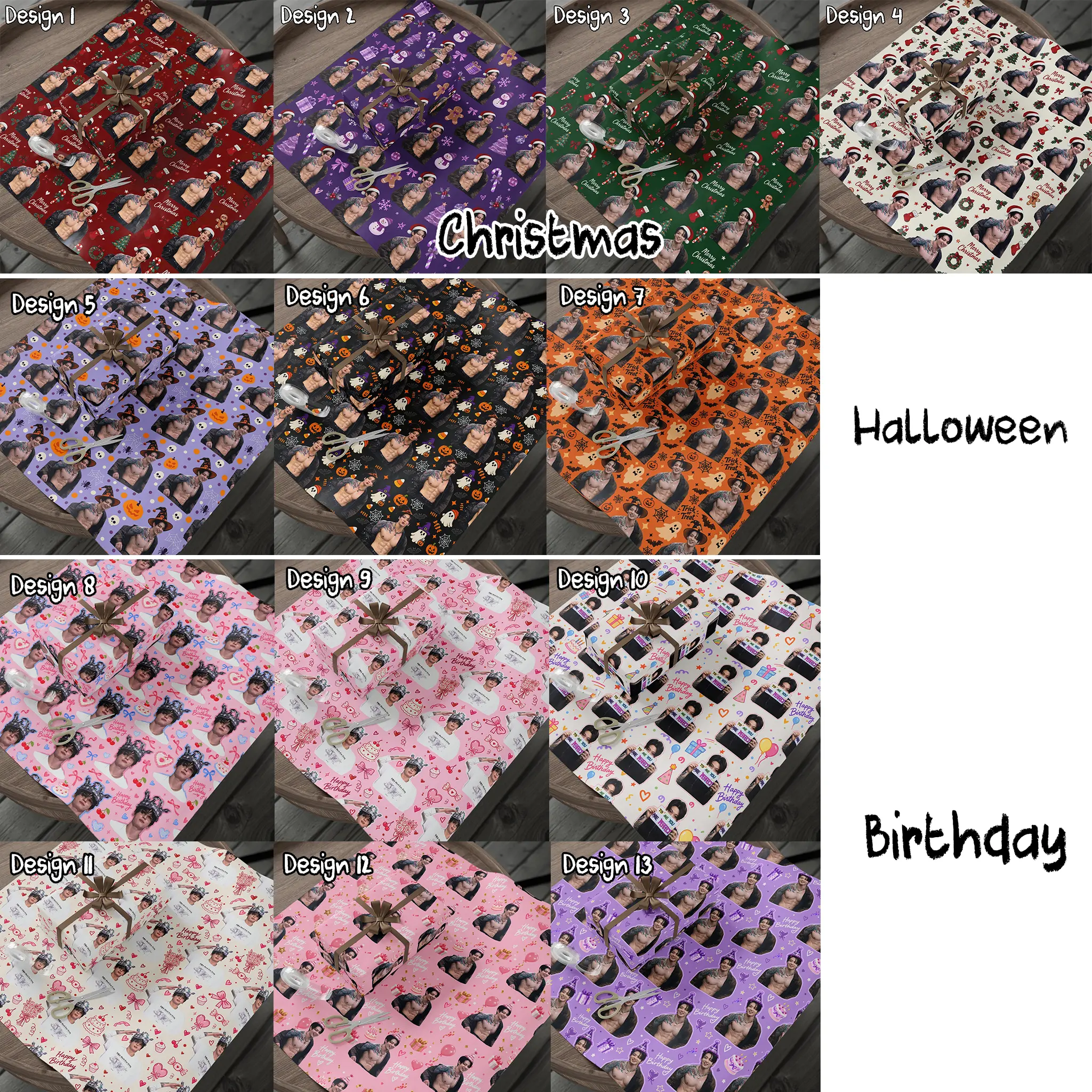 Hot JK Christmas Halloween Birthday Matte Wrapping Papers Gift,  K.P Holiday Gift Wrap