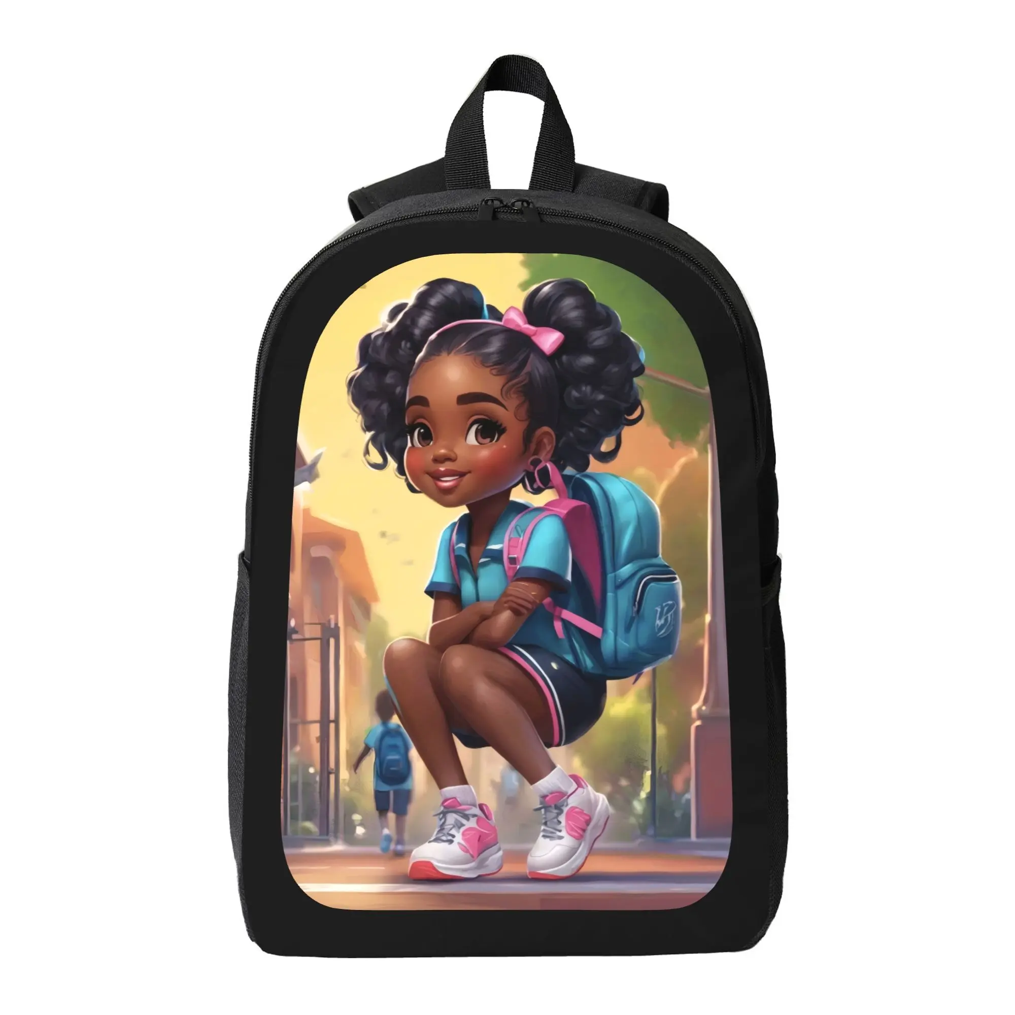 African American Girl Graphic Casual Backpack for Teens - Lightweight Foldable Durable Oxford Fabric, Adjustable Straps, All Seasons, No Wheels, Teen Gift (Sports & Outdoor Gym Bag)