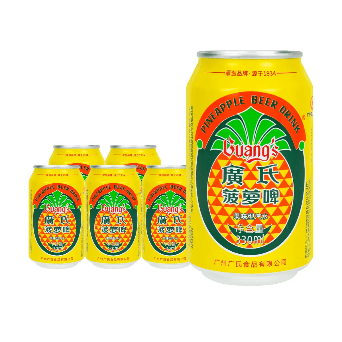 Guang's Pineapple Beer 330ml - Non-Alcoholic Fruit Flavored Sparkling Drink 6 Pack Guang's Pineapple Beer 330ml - Non-Alcoholic Fruit Flavored Sparkling Drink 6 Pack