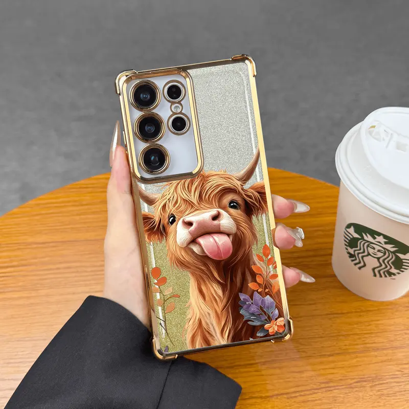 Cute Cow Pattern Phone Case for Galaxy iPhone Case iPhone 17Pro Max Air 16 15Plus 14 13 12 11 XR XSS25Ultra S24FE S23 S22 Phone Case, Four-corner airbagdrop protection, Protective Silicone Cover, ProtectionDurable, Shockproof Drop.JY78B