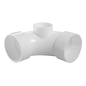 3 x 3 x 2" PVC DWV Long Sweep 1/4 Bend Elbow w/Side Inlet (All x HUB)