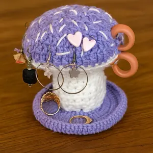 Crochet Mushroom Jewelry Organizer