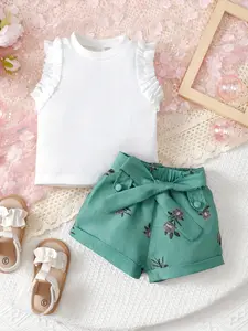 Girls Sleeveless Shorts Set, Simple and Elegant Design, Cute and Chic Summer for Baby Girls
