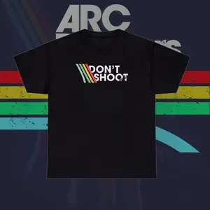DON'T SHOOT Gaming Shirt Sarcastic Funny Retro Arcade Raiders Tee Video Game Emote Gamer Gift Distressed Vintage ARC Stripes Game Lovers Made In USA For Women For Men [Urbanvoice Decay.US 180G/230G 100% cotton short-sleeve/hoodie, soft and comfortable]