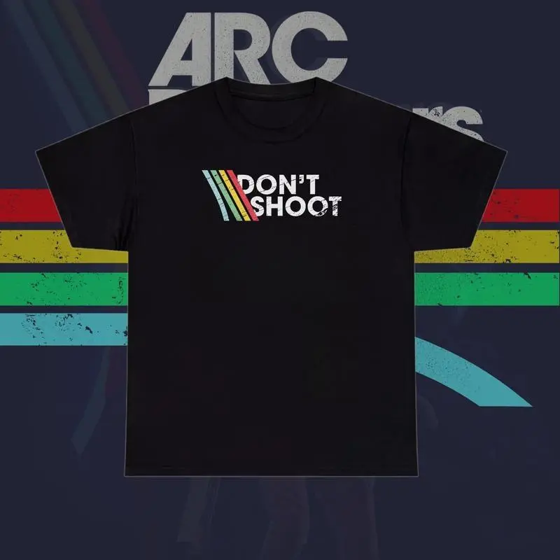 DON'T SHOOT Gaming Shirt Sarcastic Funny Retro Arcade Raiders Tee Video Game Emote Gamer Gift Distressed Vintage ARC Stripes Game Lovers Made In USA For Women For Men [Urbanvoice Decay.US 180G/230G 100% cotton short-sleeve/hoodie, soft and comfortable]