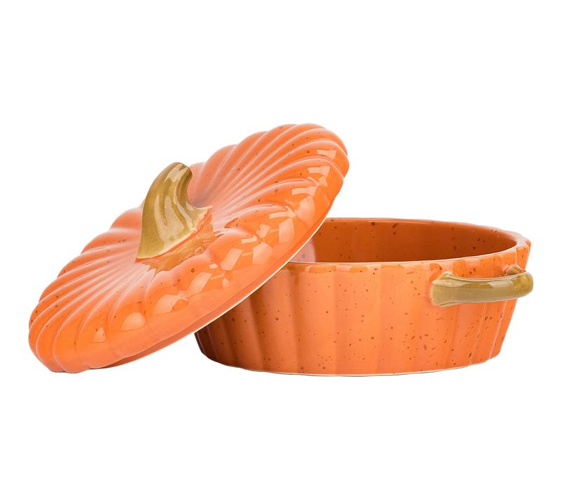10 Strawberry Street 8" Round Pumpkin Patch Covered Casserole