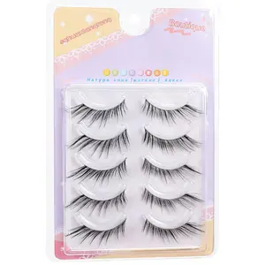 Natural Look False Eyelashes, 5 Pairs Wispy Faux Cluster Lashes, Volumized False Eyelashes for Women and Girls Eye Makeup Enhancement, Cosmetic
