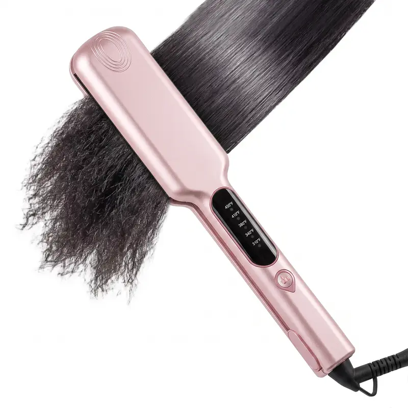 Thirtek 2-Inch Wide Anti-Frizz Nano Ceramic Flat Iron for Holiday Gifting and Parties- Device Charging Hair Straightener for Thick/Curly Hair, 15s Quick Heat and Adjustable Temp,  Includes Clips and Gloves,techvibes