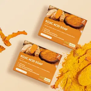 ARHGOAT Turmeric Kojic Acid Soap Rejuvenating Exfoliating Facial Cleanser Acne Cleansing Black Spots Hyperpigmentation Skin Lightening Even Skin Tones Travel Size 2 Bars 200g