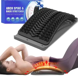 Lower Back Pain Relief 4 Level Adjustable Arch Lumbar Back Cracker Board Back Cracking Device Back Massager for Scoliosis Spine Decompression Support  Grey