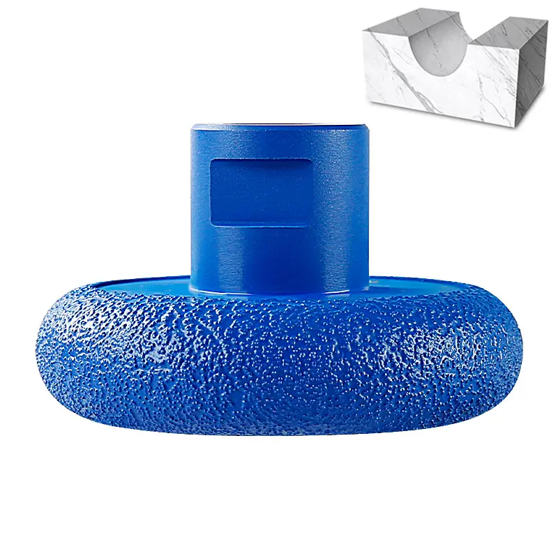 LOZLIN High Carbon Steel Diamond Roman Edge Grinding Wheel - Brazing Technology Abrasive Cutting Disc, 5/8-11 Angle Grinder Mounted Tool for Quartz, Marble Cylindrical Grooving & Edge Profiling (Emery Construction)