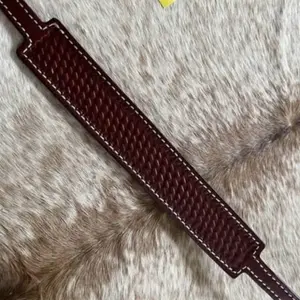 Top Grain Leather Medium Oil Finish Basketweave Tooled Western Wither Strap Horse Size