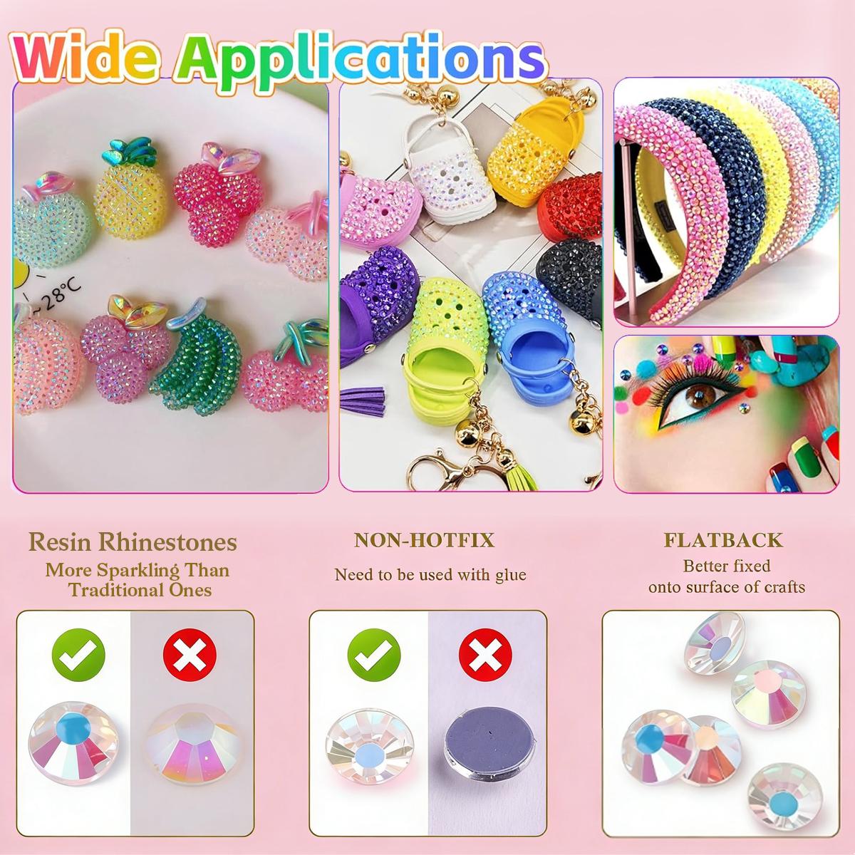 Resin jelly rhinestones for sparkling decoration; multi-colored 3mm flat-bottomed gemstones suitable for diamond painting; sparkling decoration sets suitable for nail art, crafts, books, makeup, etc.