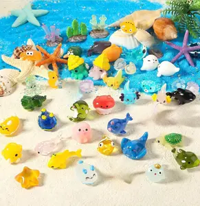 48Pcs Mini Ocean Resin Animals Figures,Ocean Creature Figurines for Aquarium Decor,Fish Tank Ornaments,Fairy Garden & Dollhouse Accessories,Tiny Marine Animals for DIY Crafts