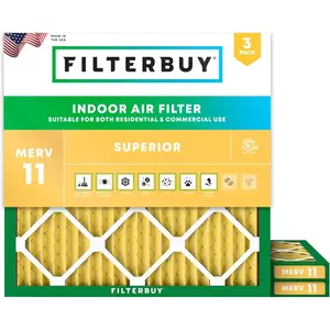 Filterbuy 12x12x1 Air Filter (3-Pack), Pleated MERV 11 Allergen Defense HVAC AC Furnace Air Filters (Actual Size: 11.75 x 11.75 x 0.75 Inches)