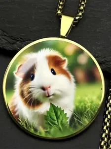 2D Flat Design, 1 Guinea Pig Necklace - Cute Guinea Pig Shaped Accessory, Suitable for Birthdays, Pet Parties, Christmas Gifts, Durable for Everyday Wear or As A Gift for Guinea Pig Lovers.