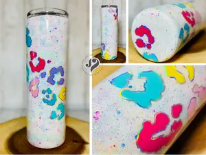 RAINBOW LEOPARD SWIRL 30oz Glitter Tumbler