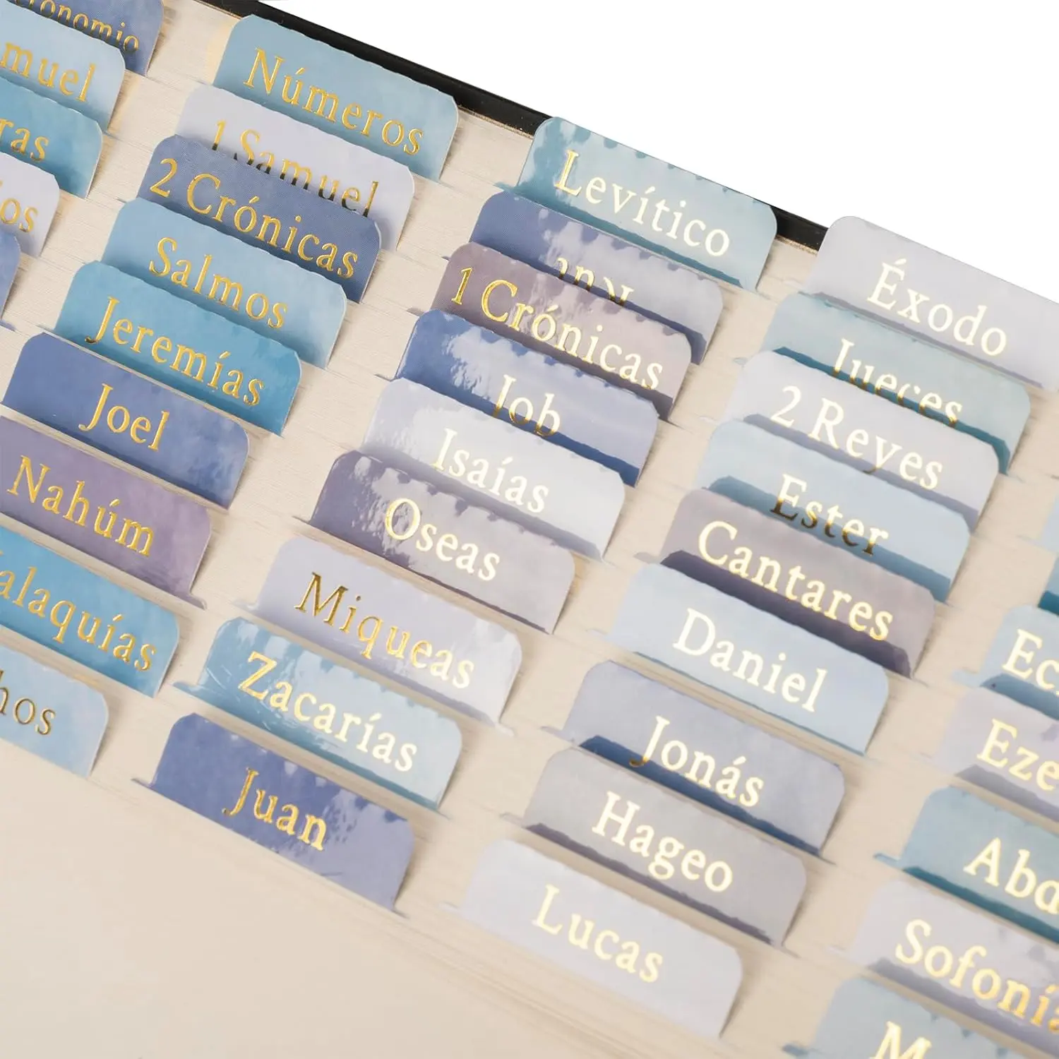Repositionable Large Print Laminated Spanish Bible Tabs - Bible Study Index Divider Stickers with Indexing, High Readability, Spanish Text, Repositionable Design, Christian Gift for Women, Office Stationery Supplies, Journaling