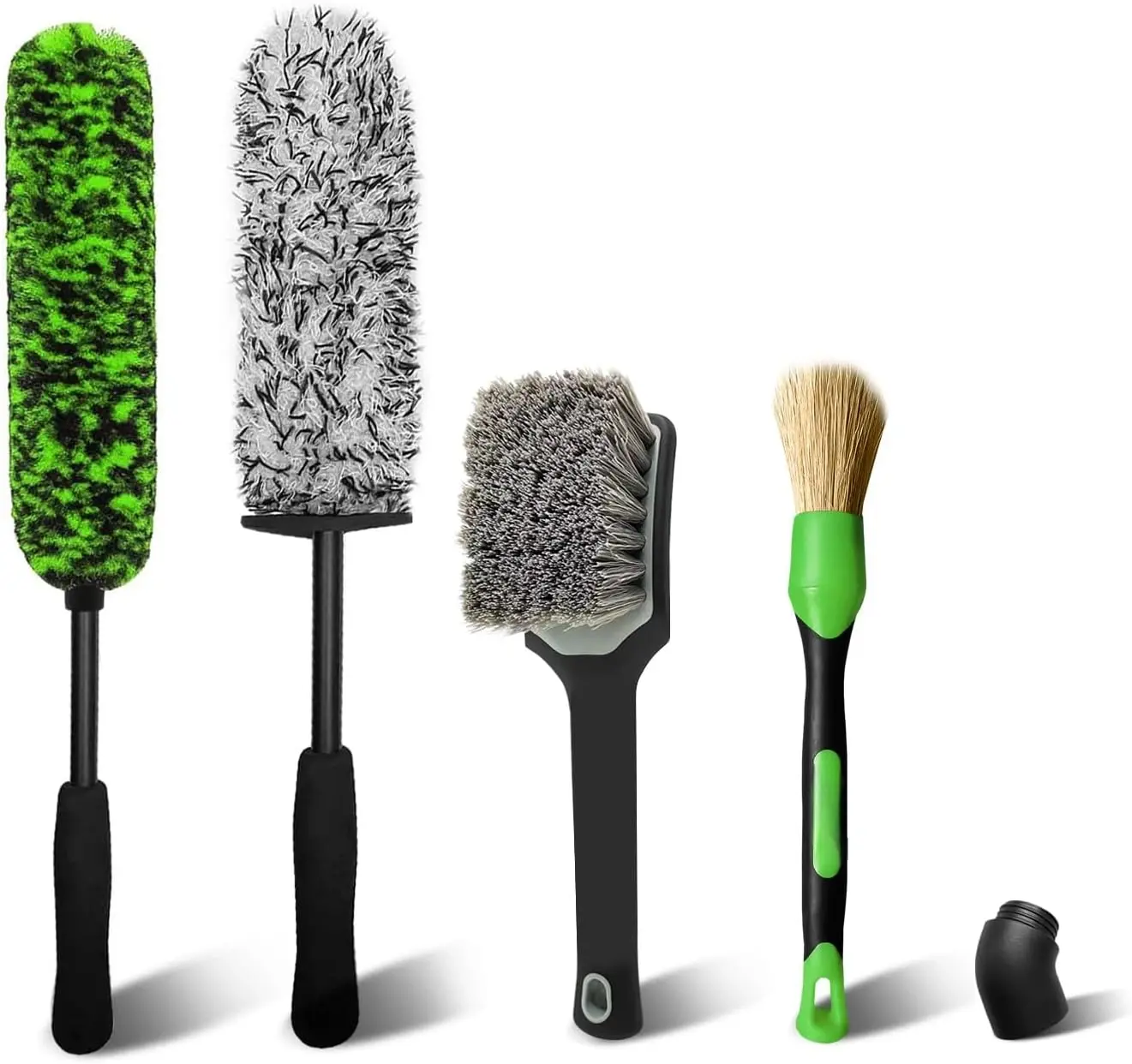 Car Wheel Cleaning Kit, 360° Bendable Wheel Brush with Premium Boar Hair Detailing Brush | Microfiber Scratch-Free Wheel and Tire Brush Kit for Cleaning