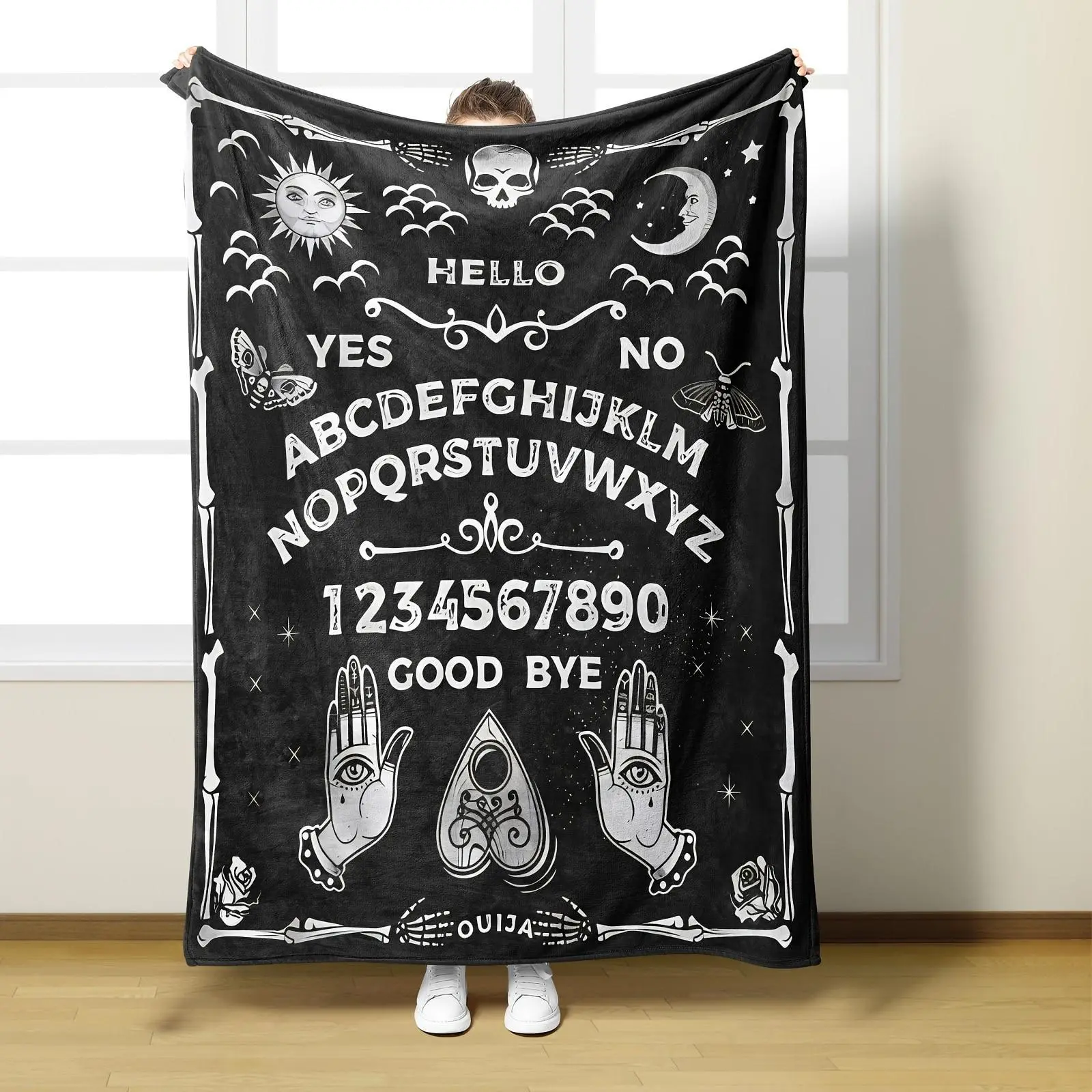Vintage Ouija Board Pattern Blanket, Casual Soft Throw Blanket, Air-conditioned Room Blanket, Warm Nap Blanket for Home & Office, Decorative Blanket, Cozy Throw Blanket