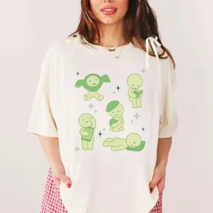 Cute Smiski Shirt Y2K 90s Homebody Club Graphic Tee Smiski Comfort Colors Oversized T-Shirt Kewpie Cherub Sonny Angel Lover Gift Green Guy 537