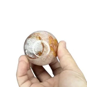 Fire Quartz Sphere Home Decor - Natural Color with Unique Patterns, Ideal for Home Decor