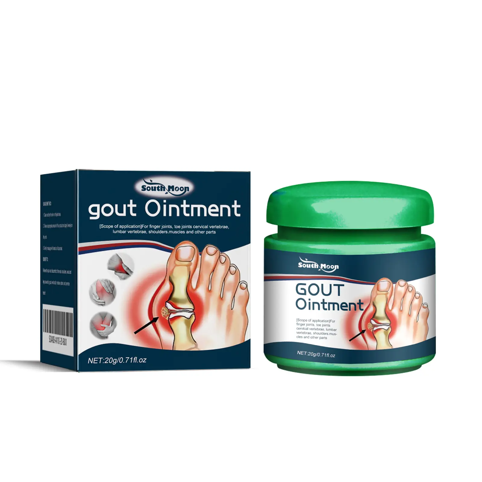 South Moon Therapeutic Gout Ointment - 20g, Peppermint Extract & Grape Seed Oil, for Joint Pain Relief, Arthritis & Cervical Spine Aches, Daily Use (Beauty & Personal Care, Bath & Body Care, Body Moisturizer)