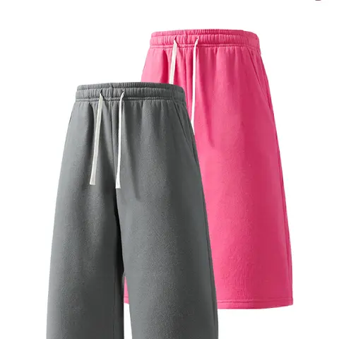 2-pack men’s summer casual shorts, 7/8 length, loose straight fit, adjustable drawstring elastic waistband, skin-friendly breathable fabric