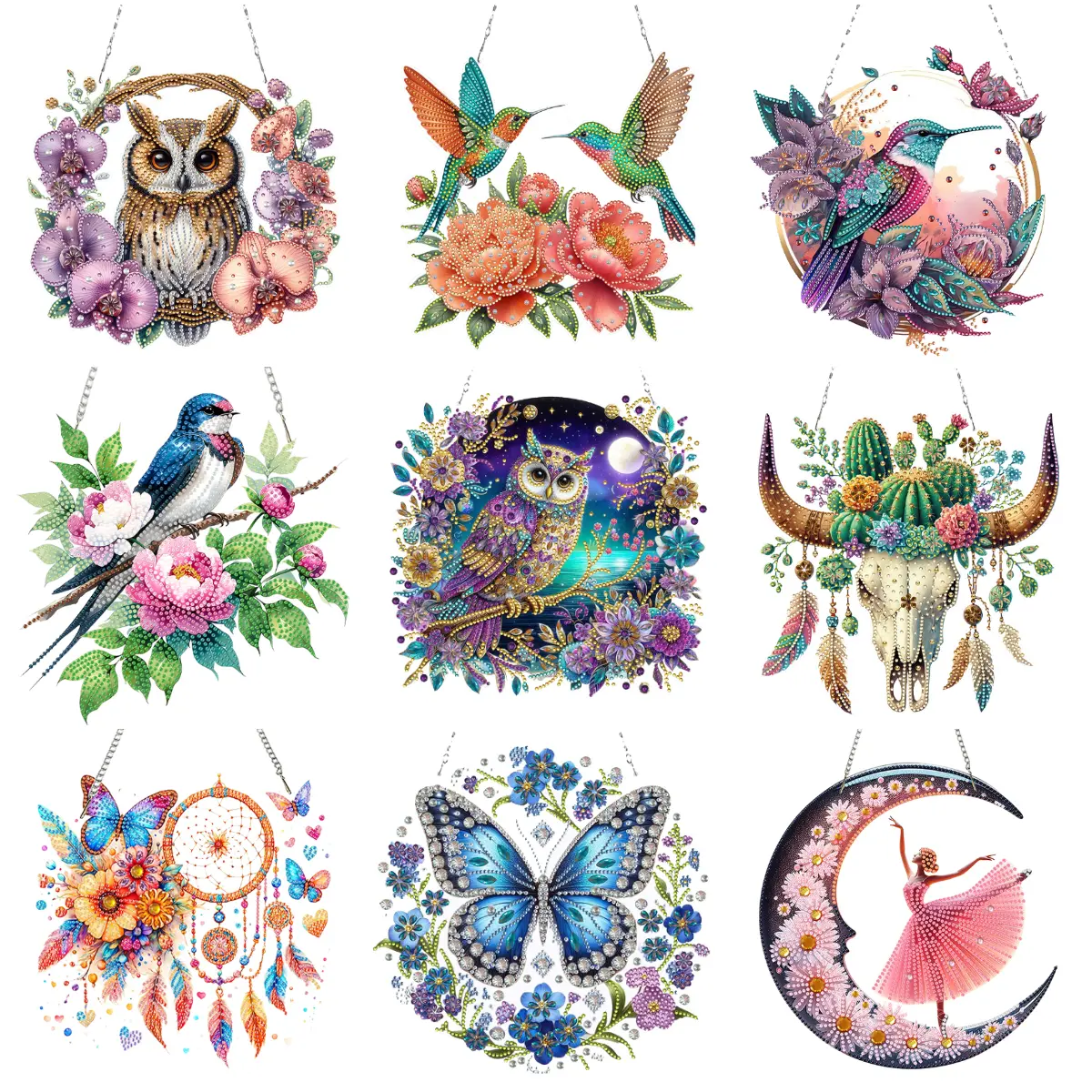 DIY Handmade Acrylic Special ShapeDiamond Painting Art Hanging Pendants for Adults Beginners Home Living Room Wall Decor Gift Idea
