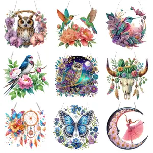 DIY Handmade Acrylic Special ShapeDiamond Painting Art Hanging Pendants for Adults Beginners Home Living Room Wall Decor Gift Idea