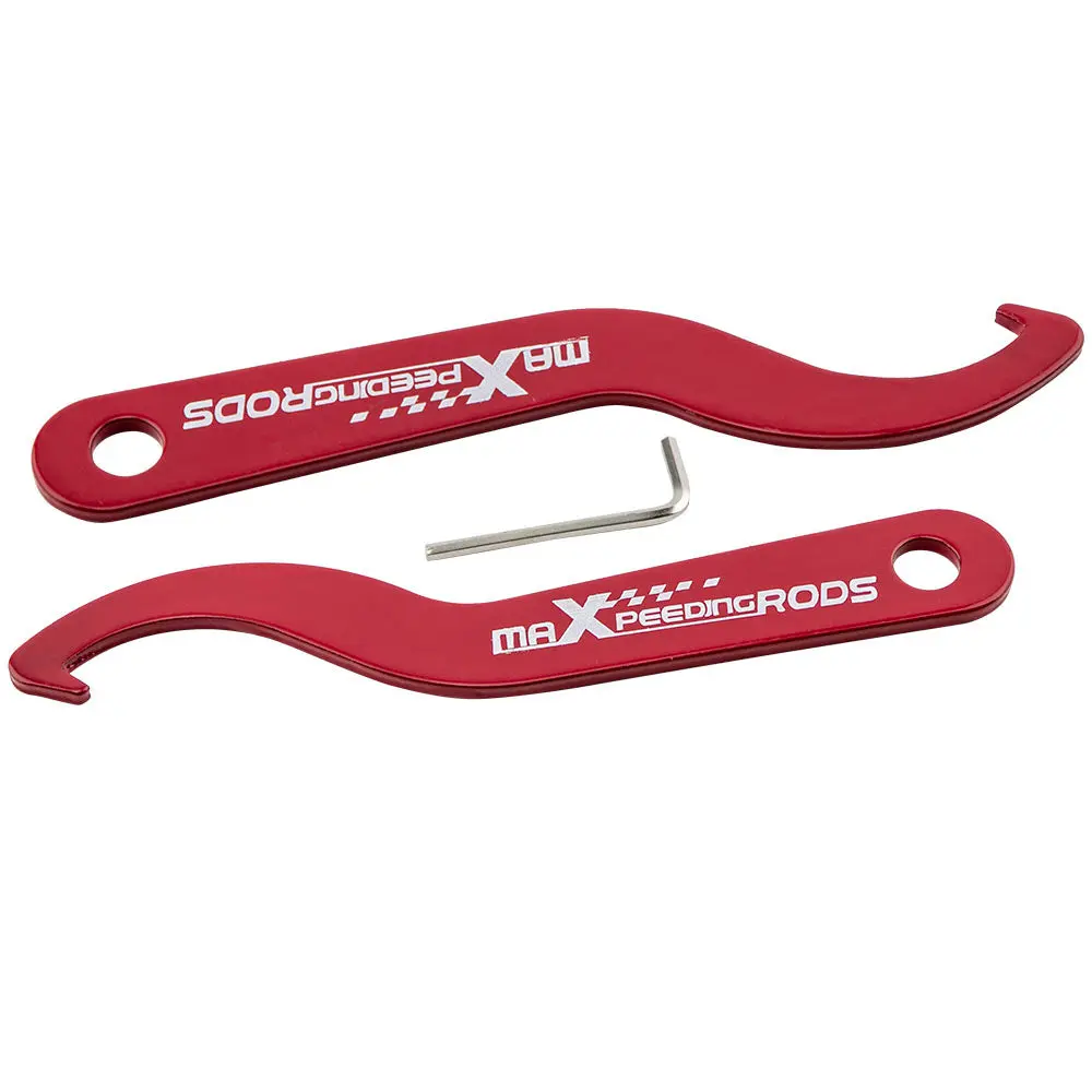 2x Steel Adjustable Sleeve Coilover Spanner Wrench Coil Overs Red