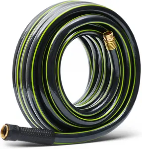 WORTH GARDEN 5/8 in x 25 ft Water Hose - Durable PVC Material with Brass Fittings - Flexible Hose for Household & Professional Use - 12 Year Warranty