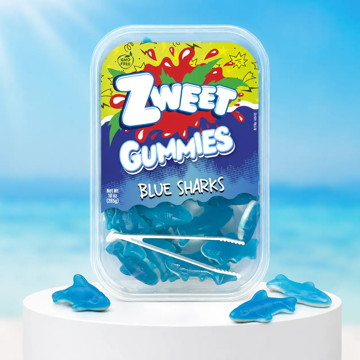Gummy Blue Sharks | Zweet | With Tongs for Sharing  Soft Chewy Sea Life Gummy Candy