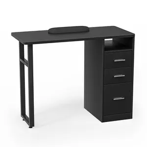 Manicure Table for Nail Tech with 3 Storage Drawers Wrist Cushion Professional Nail Station for Salon Pub