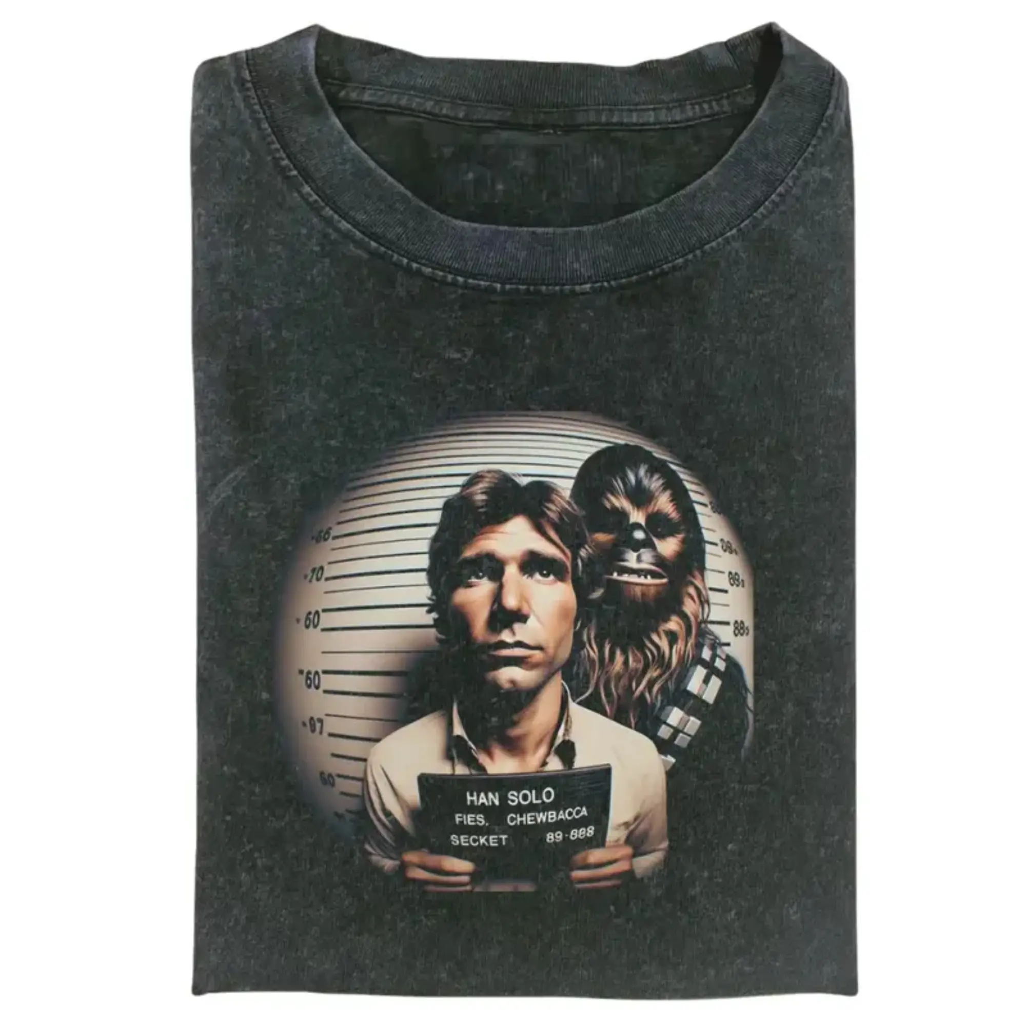 Chewbacca and Han Solo T-Shirt, Vintage Space Movie Shirt,Unisex Galaxy Shirt, Nerdy Fan Gift, Fitted Shortleeve T-Shirt, Men's Black Round Neck Menswear, Gift for Men