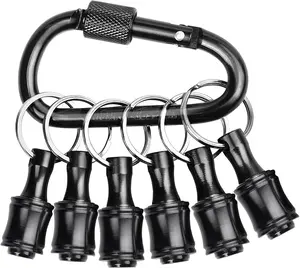 6PCS Keychain Bit Holder,Hex Drill Bit Holder for Impact Driver Drill Bit,Screwdriver Bit Holders for Tools and Gifts for Men,Black