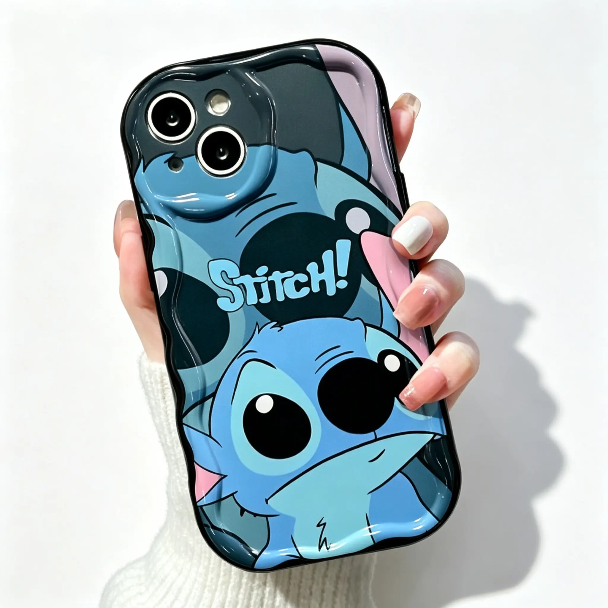 Disney Stitch Wavy Phone Case - Eye-Catching Character Shell, Protective Accessory for Animation Enthusiasts’ Smartphone Styling
