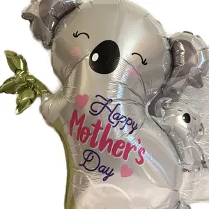 Mother's Day Koala Balloon - Happy Mother's Day Design with Pink Text and Heart Details, Ideal for Celebrating with Gifts