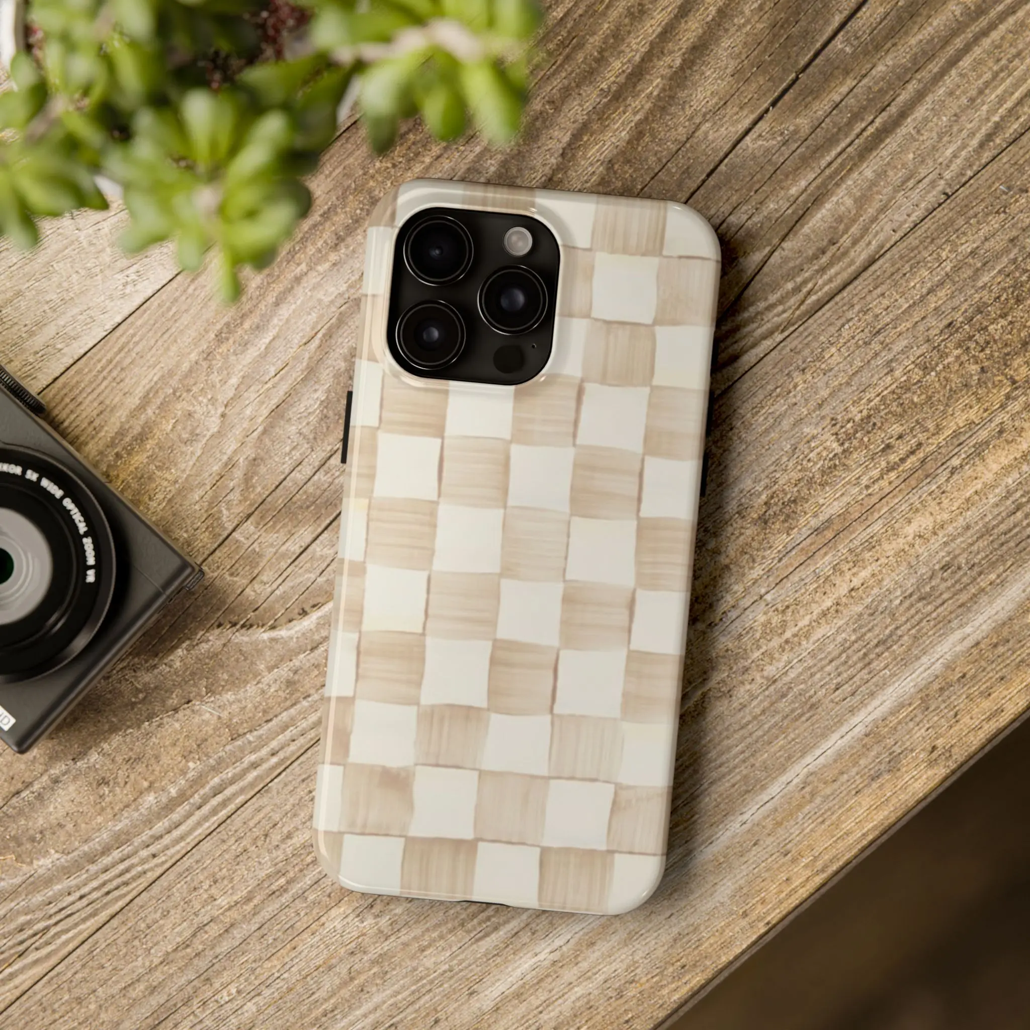 Mackenzie Childs Mocha Check iPhone Case