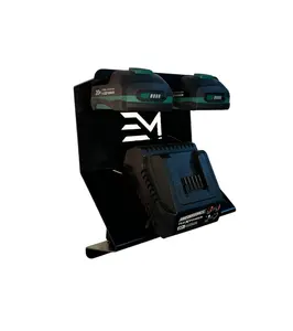 Charger and Battery Mount compatible with Masterforce 20V - Rust-resistant Satin Black Steel Storage Solution