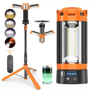 OGERY 2026 Remote-Controlled 2850LM Camping Lights with Tripod,  18000mAh Rechargeable Camping Lantern & LED Work Light, Detachable Tripod Stand up to 6.7 ft, 3 Lamp Heads for Camping & Emergency Use