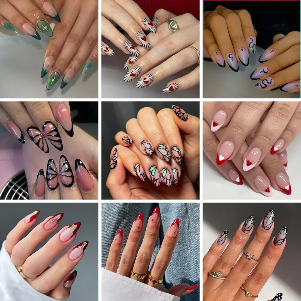 Medium Almond Press-On Nails，Ultra Durable Last 2 Weeks，Opaque Reusable 24 PCS False Nail Kit ，12 Sizes with Nails Sticks press-on nails