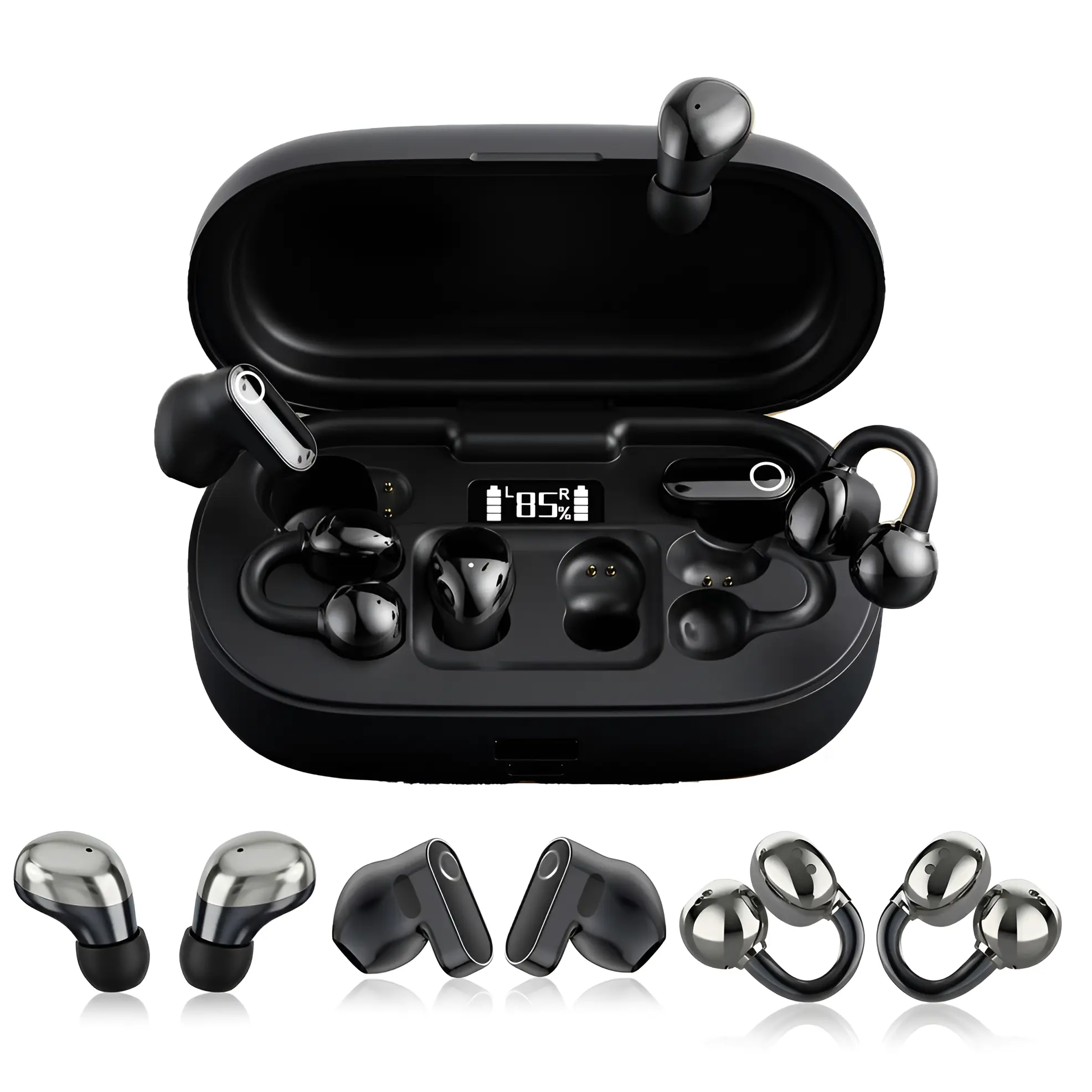Wireless Bluetooth 6.0 Earbuds with Dual Noise Reduction 3D Hi-Fi Stereo Sound AI Call Noise Cancelling True Wireless Sports Headphones for Running & Commuting Compatible with iPhone & Android AirPods Charging Case