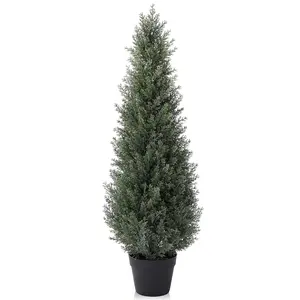 5FT Artificial Cedar Topiary Trees for Outdoors Potted Fake Cypress Trees Faux Evergreen Plants for Home Porch Decor Set of 1