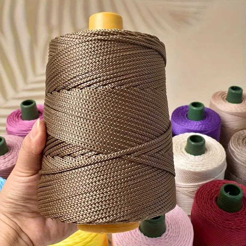 1pc 250g Lightweight Yarn, Summer Sun Hat Crochet Bag Cushion Hollow Shiny Thick Thread, Polyester, Assorted Colors (White, Deep Pink, Khaki, Gray, Blue) for Art, Crafts & Sewing